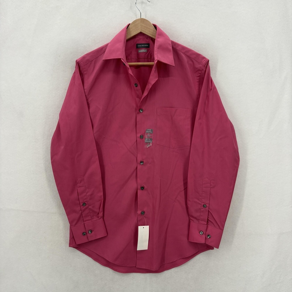 Van Heusen Dress Shirt Mens 15 32/33 M Desert Rose Fitted Wrinkle Free NWT